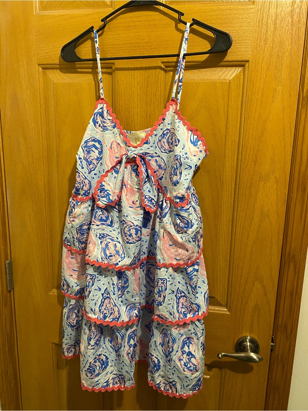 Simply Southern Pink, Blue & White Tiered Spaghetti-Strap Pajama Nightgown